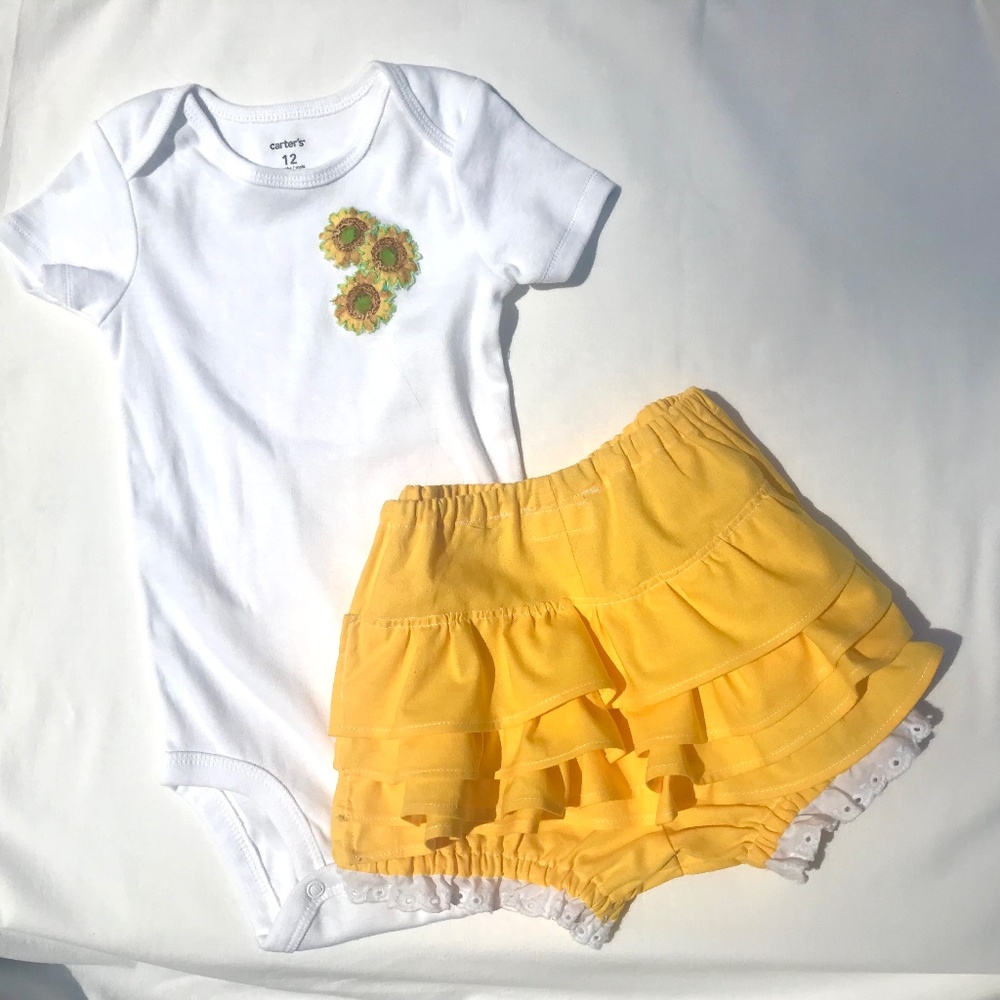 Yellow Bloomers and Onesie Sunflower Set